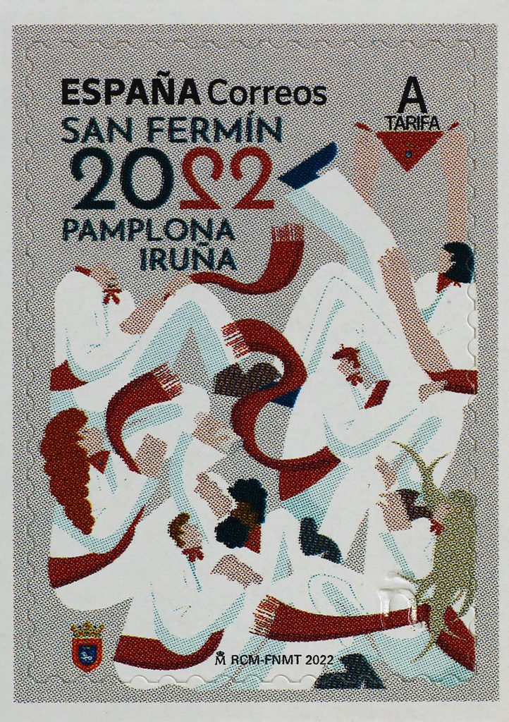 Cartel de san fermin 2022 usado en los cromos del centro filatélico.