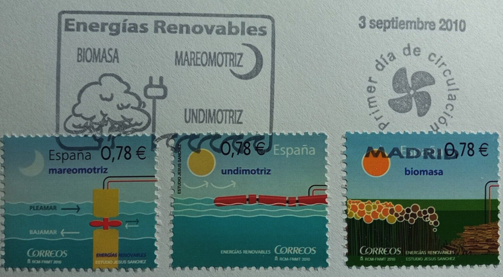 sellos energia verde en sobre del primer dia