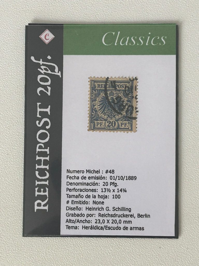 Cromo del sello de 20 pfenning de REICH POST aleman